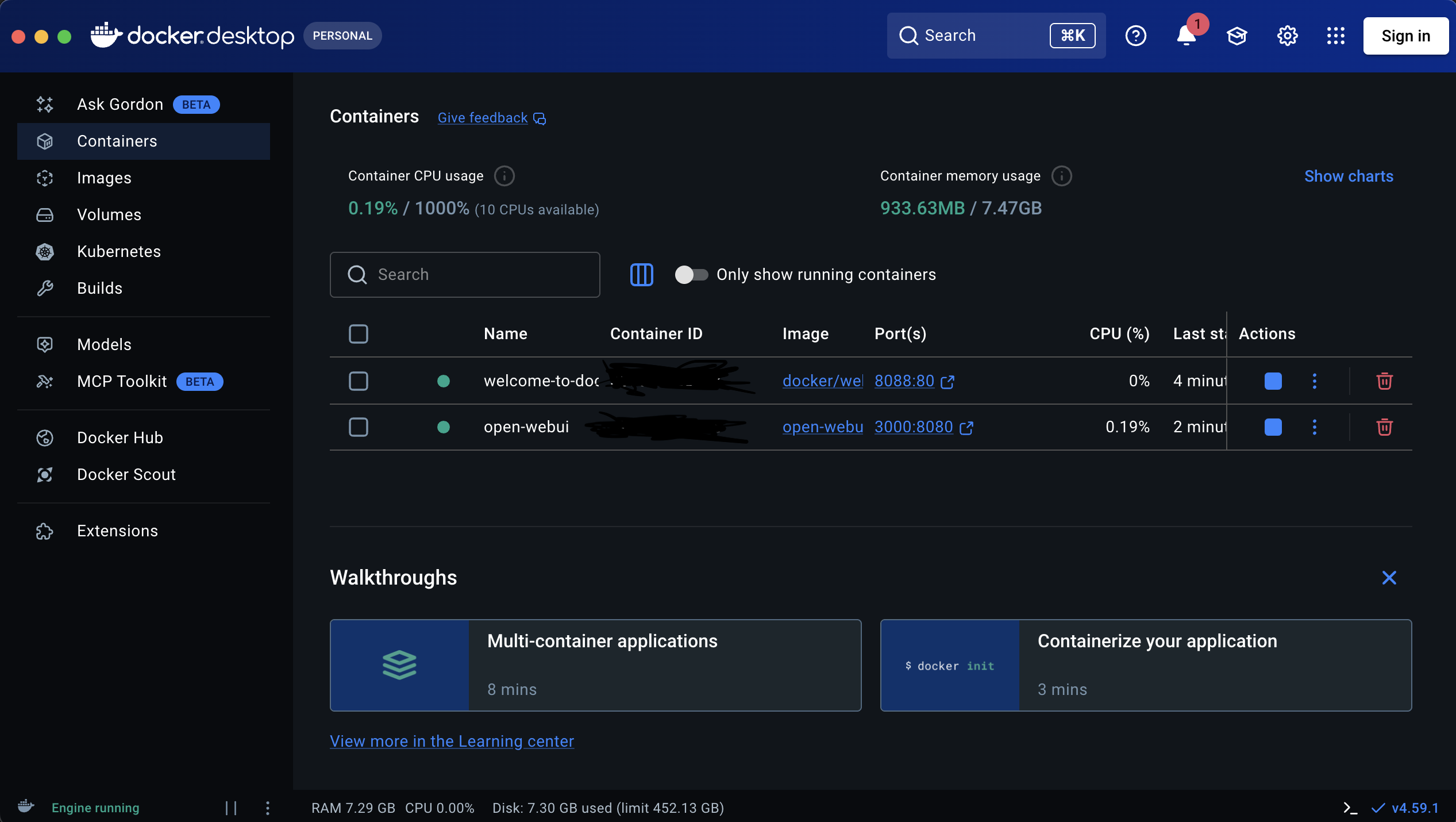 Ollama running in Docker